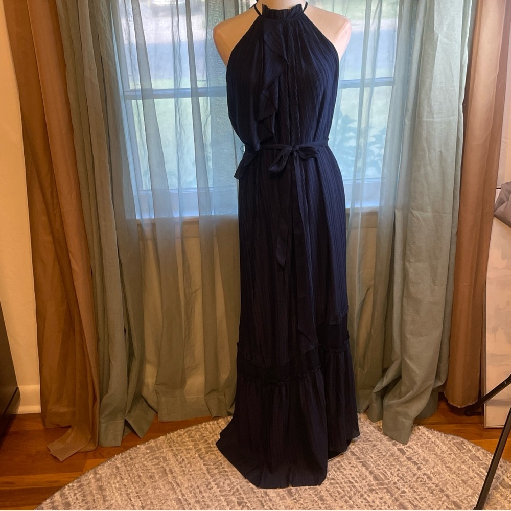 Ramy Brook Sevyn Midnight Blue Halter Maxi Dress